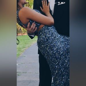 Blue sequin prom dress